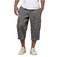thumbnail image 2 of Dwelliawo Mens Cargo Shorts Lightweight Capri 3/4 Pants Multi-Pockets Long Shorts Cargo Travel Elastic Waist Below Knee Pants Gray 3XL, 2 of 7