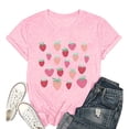 thumbnail image 5 of Trendfront Womens Strawberry Graphic Tops Crewneck Casual Short Sleeve Loose Fit Tee Trendy Fashion T Shirts Relaxed Pullover Daily Clothes, 5 of 5