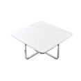 thumbnail image 6 of Chidia White Chrome Coffee Table - High Gloss Lacquer Finish Top, Polished Stainless Steel Base, X-Leg, 6 of 10