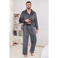 thumbnail image 3 of U2SKIIN Men Fleece Pajama set, Long Sleeve Button Down Soft Sleepwear,(Dark Grey,S), 3 of 5