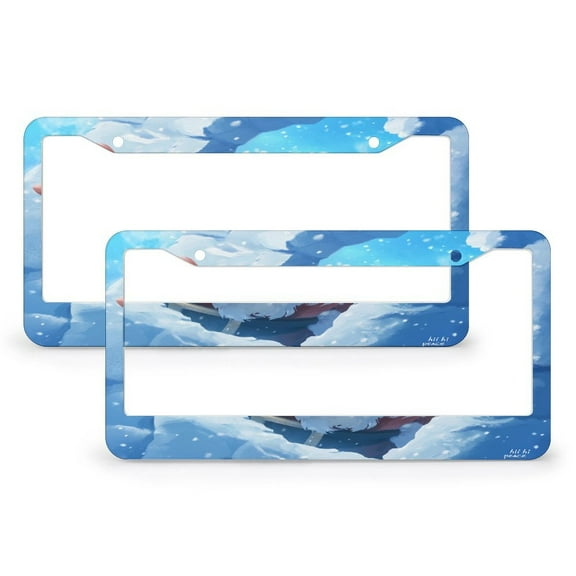 2 PCS Christmas 3D Break Through Santa Claus License Plate Frames Cute Santa Claus Customized Decor Car Tag Quality Aluminum 2 Round Holes for US Standard Vehicles for Women Men