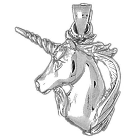 18K White Gold Unicorns Pendant - 21 mm