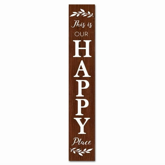 Rustic Primitive This Is Happy Place Porch Sign,Unique Vertical Decor Wooden Sign, Family Room Sign,Welcome Signs for Front Door Farmhouse Porch Yard Deck Patio Home Decor Wood Sign 6x16 Inch