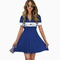 thumbnail image 2 of Honduras Flag Women Dress V-Neck Short Sleeve Flowy Swing Party Midi Dress, 2 of 4