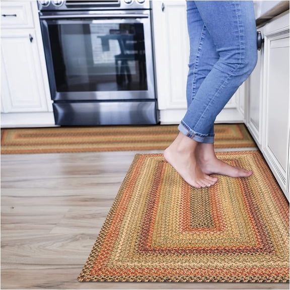 Homespice Russett Beige Braided Runner Rug 22x72" Jute Rug for Hallways, Kitchen, Doorway and Bathroom