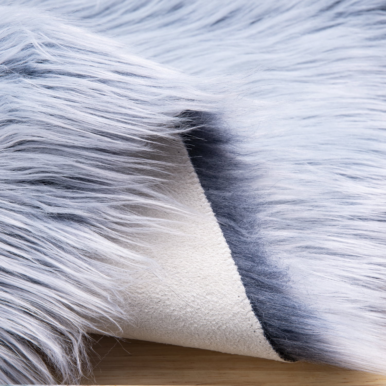 Deluxe Ultra Soft Faux Sheepskin Fur Series Fluffy Decorative Indoor Shag Area Rug, 2 x 3 Feet, Navy and White, 1 Pack