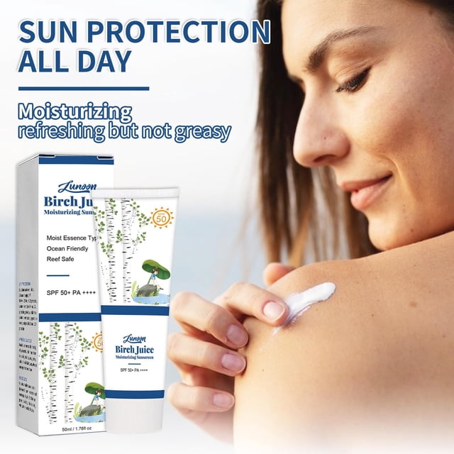 Gel de ducha, gel de baño para mujeres y hombres Birch Moisturizing Sunscreen 50+ PA++++ 50 ml Protector solar hidratante