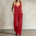 thumbnail image 2 of Tqcoqu Women's Loose Wide Leg Jumpsuit with Side Pockets,V Neck Sleeveless Solid Stretchy Casual One Piece Romper, 2 of 6