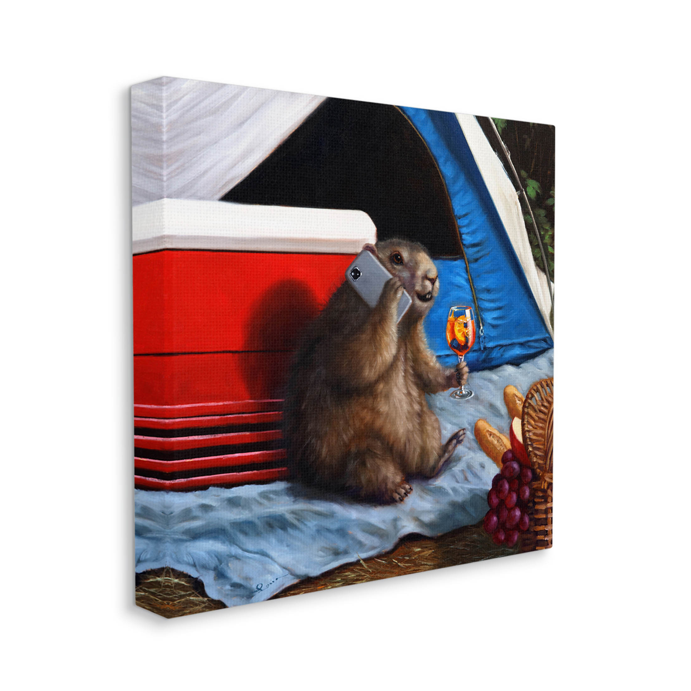 Stupell Industries Camping Tent Muskrat Picnic Painting Gallery Wrapped Canvas Print Wall Art, Design by Lucia Heffernan