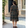 thumbnail image 7 of CASSIE LIZ Plus Size Fall Dresses 4X Casual Green Plaid Sundresses for Women Fashion Midi Elastic Waist Dresses Long Sleeve Elegant V Neck Loose Fit Winter Dress With Pocket 4XL 24W 26W, 7 of 7