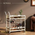 thumbnail image 2 of Homall Bar Cart Home Industrial Mobile Bar Cart with Wine Rack, Glass Holder and Wood Storage Shelves for Living Room, Kitchen, Party, White, 2 of 7