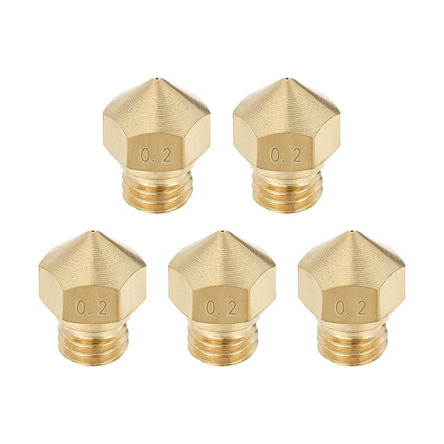 Boquilla de impresora 3D de 0.2mm, adecuada para cabezal de extrusión MK10, para filamento de 1.75mm, latón, 5 piezas