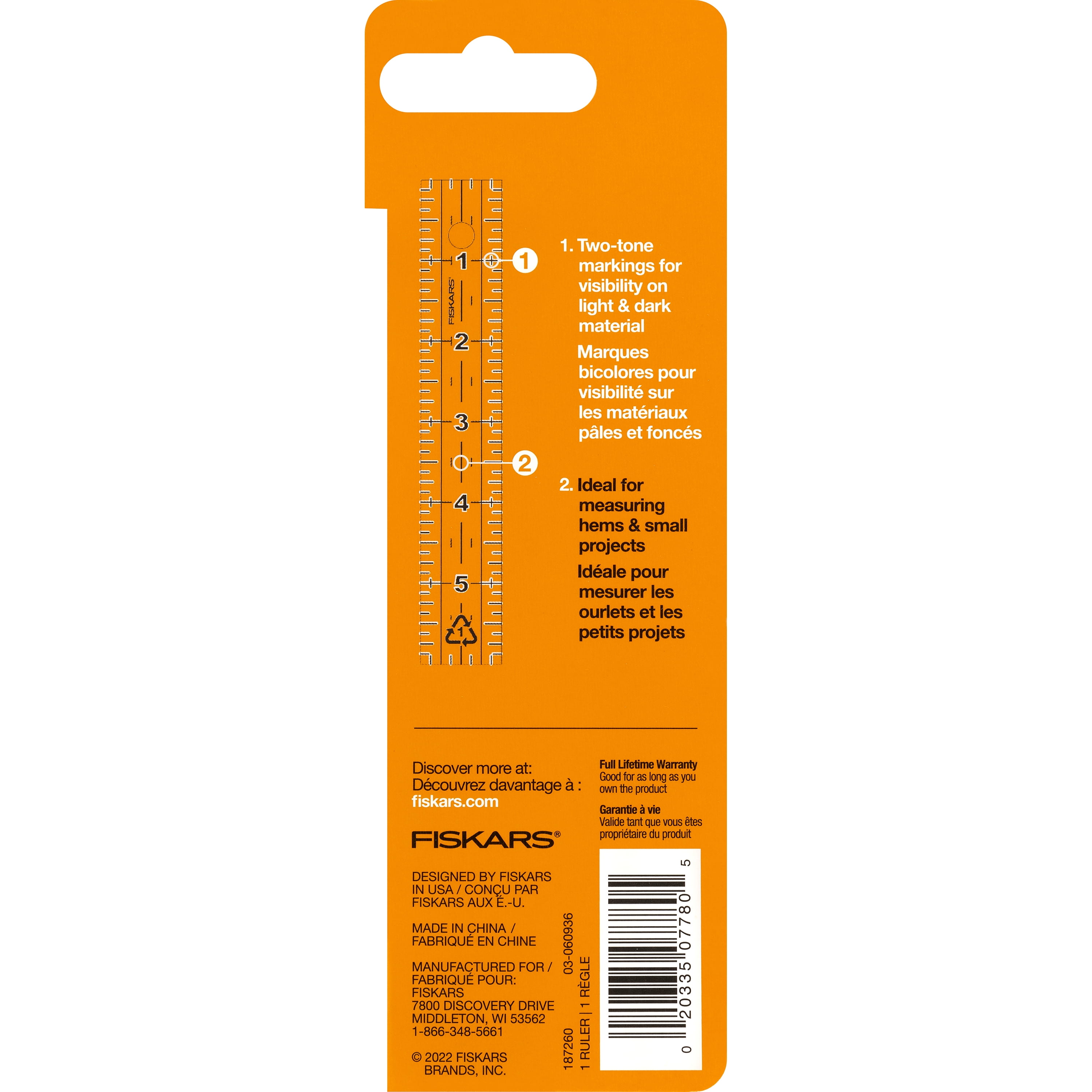(3 pack) Fiskars Acrylic Sewing and Quilting Ruler with Gridlines, 1" by 6", Clear, 1 Count