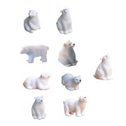 IBASETOY Resin Polar Bear Decorations, White, for Indoor and Outdoor Use, 9Pcs