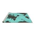 thumbnail image 2 of Ahgly Company Machine Washable Indoor Square Abstract Turquoise Blue Modern Area Rugs, 3' Square, 2 of 4