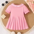 thumbnail image 4 of Lullu Girls Ruffle Puff Sleeve Pleated Dress Summer Casual A Line Polo Dress, Sizes 6M-4T, 4 of 8