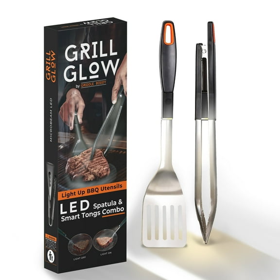 Griddle Buddy Grill Glow Light Up Tongs and Spatula, 2PC Set