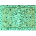 thumbnail image 1 of Ahgly Company Machine Washable Indoor Rectangle Persian Turquoise Blue Traditional Area Rugs, 2' x 4', 1 of 4
