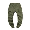 thumbnail image 5 of Vedolay Mens Trousers Mens Fashion Solid Color Loose Cotton Plus Size Pocket Lace Up Pants Overall Mens Work Pants,Army Green M, 5 of 5