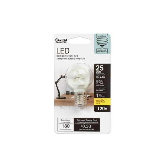 Feit Electric BP25S11N/SU/LED S11 LED Desk Lamp Bulb, 2.5 Watts, 120 Volt