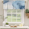 thumbnail image 3 of 2 Pack Valances for Windows, Blue Marble Window Valances for Living Room/Bedroom/Bathroom, Summer Ocean Wave Blue Ombre Light Filtering Kitchen Curtain Valance Window Treatment 54"W x18" L, 3 of 9