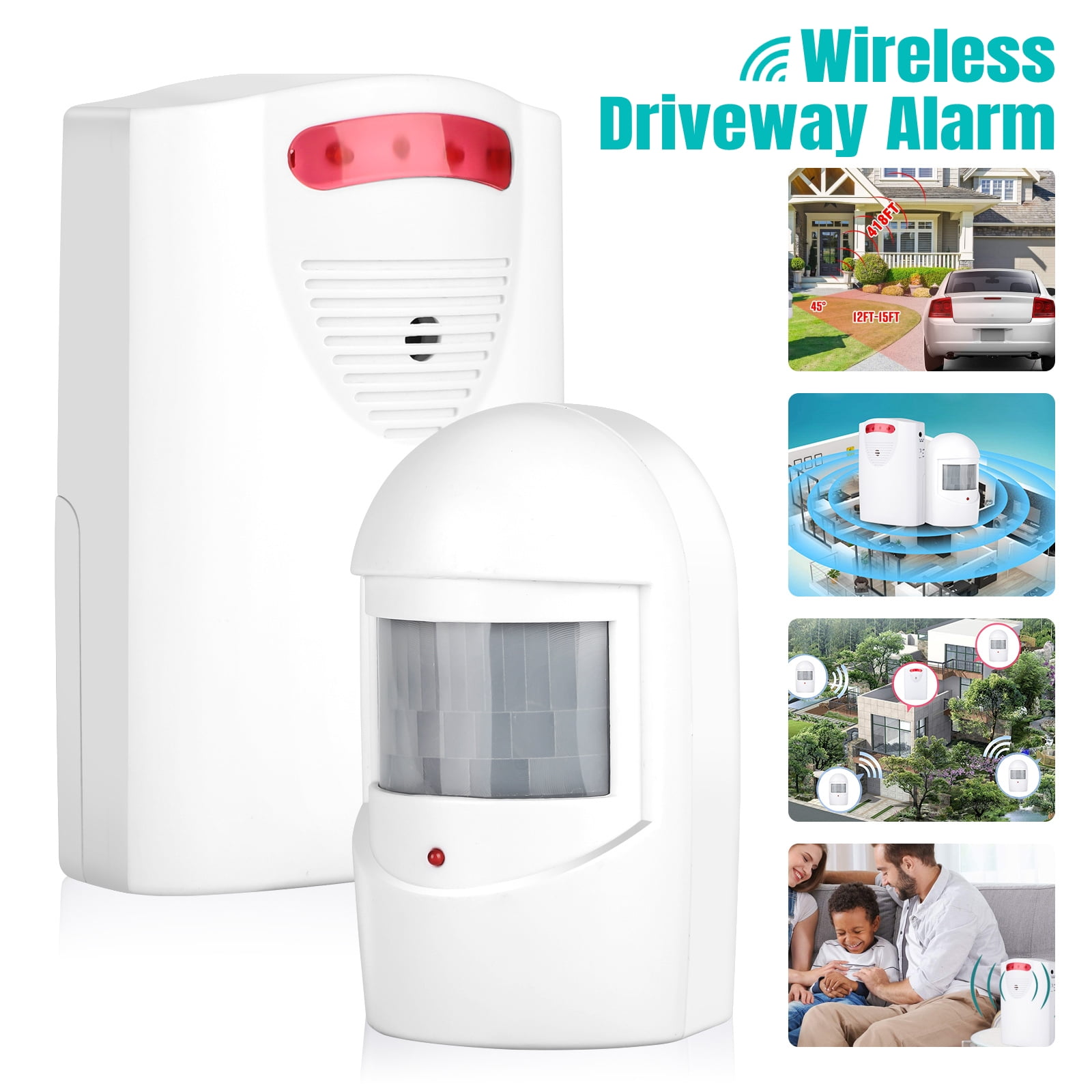 Home Security Wireless Driveway Alarm Doorbell Garage Motion Sensor Detector 