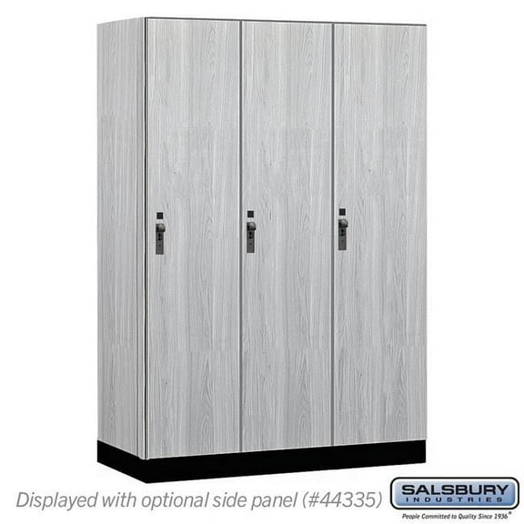 Salsbury Industries 18-41361ST 18 in. Wide Premier Wood Locker - Single Tier - 3 Wide - 6 ft. High - 21 in. Deep - Silver Teak - Hasp