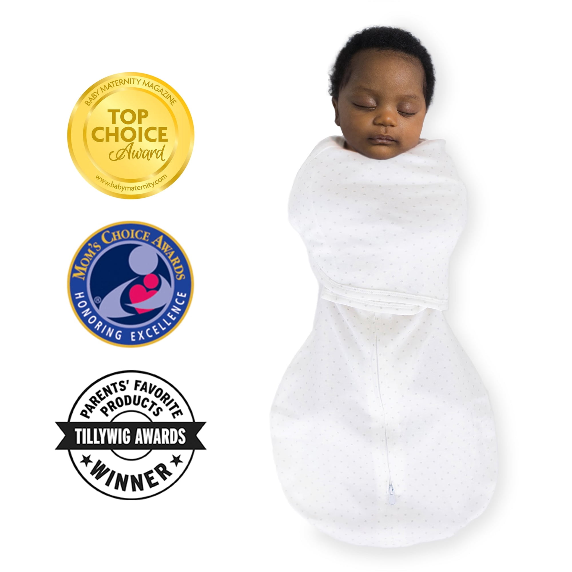 SwaddleDesigns 6-way Omni Swaddle Sack Arms Up Swaddle for Newborn More Options to Calm Startle Reflex Improves Sleep Easy Transition Baby Sleep Sack Small 0-3 month Sterling Dots