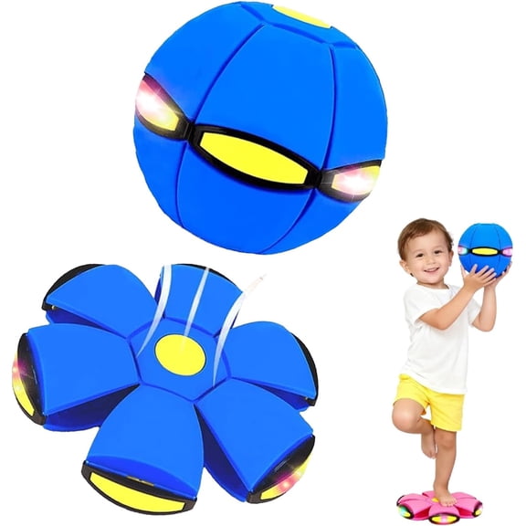 Magic Metaball Bouncing Ball, Bouncing Ball, Magic Flying Saucer, Bouncy Balls with 6 Light, Dual Form Freely Switchable, Interaction (Blue)