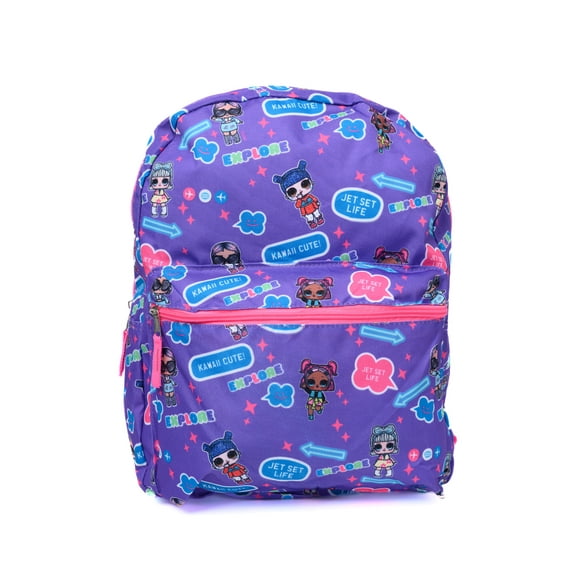 LOL Surprise Backpack 16" Jet Set Kawaii Queen Go-Go Gurl LOL Backpack Purple