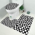 thumbnail image 2 of Black and White Wavy Checkerboard Pattern Bathroom Rugs Sets 3 Piece,Toilet Cover Set,Absorbent Non Slip Bathroom Mats Sets with U-Shaped Contour Rug Toilet Rug Set, 2 of 5
