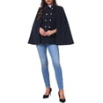 thumbnail image 2 of INSPIRE CHIC Womens Cape Coat Winter Vintage Double Breasted Slit Sleeve Elegant Cloak Outwear Coats with Pockets XS Navy, 2 of 6