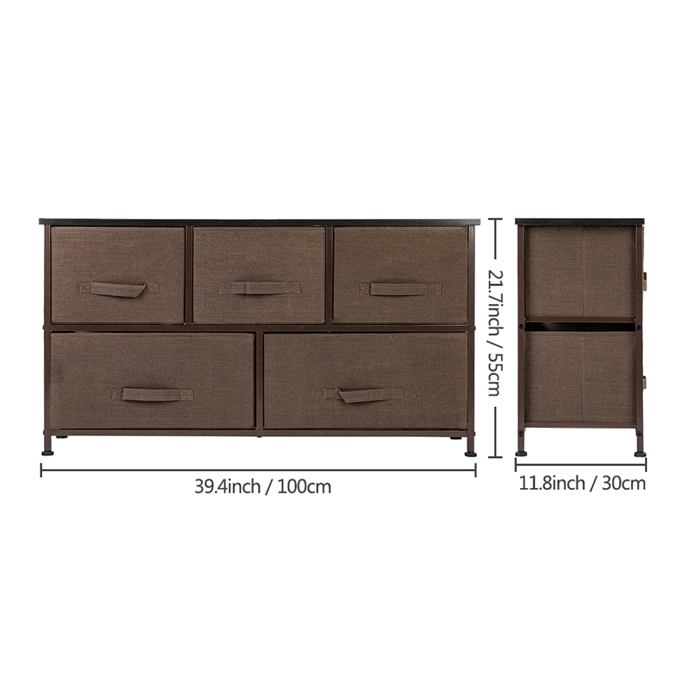 Lowestbest 2-Tier Drawer Dresser, Dresser Drawer Organizer 5 Drawers, End Table Storage Cabinet, Easy Pull Fabric Bins, Wooden Side Table for Bedroom, Hallway, Entryway Furniture, Brown Lowestbest 2-Tier Drawer Dresser, Dresser Drawer Organizer 5 Drawers, End Table Storage Cabinet, Easy Pull Fabric Bins, Wooden Side Table for Bedroom, Hallway, Entryway Furniture, Brown
