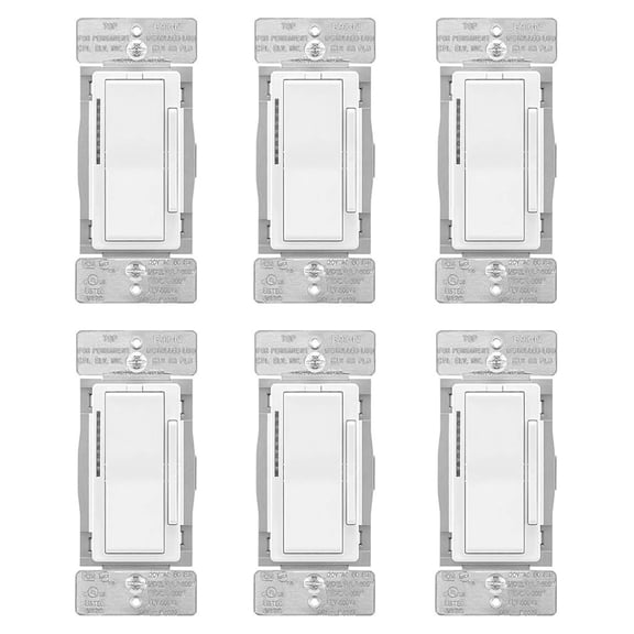 (case of 6) WFD30-W-BX-L -Fi Smart Universal Dimmer Compatible with Alexa, White, Control Your Lights from Anywhere