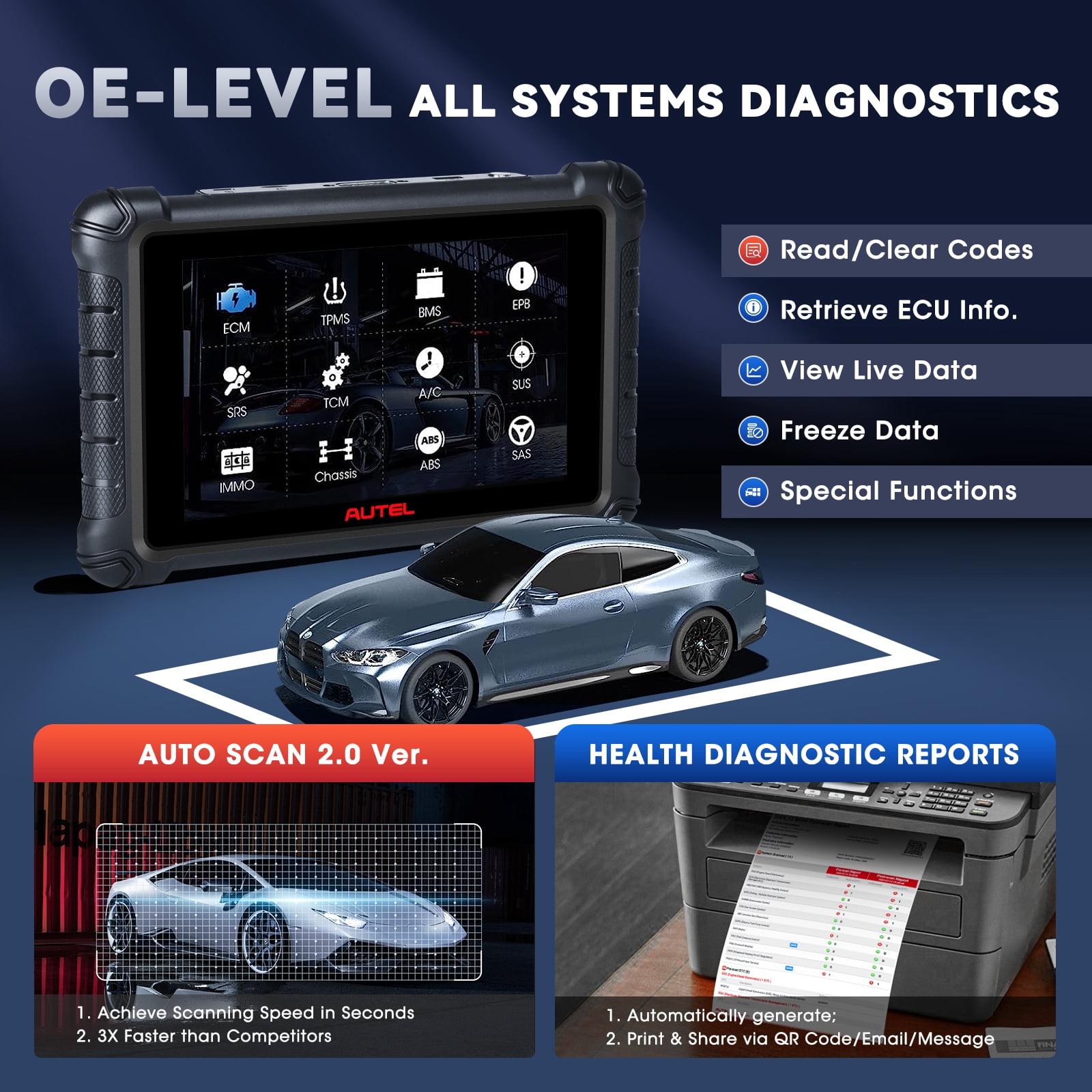 Autel MaxiCheck MX900 Scanner, 2026 V2.0 Bidirectional Diagnostic Scan Tool, CAN FD & DoIP, 3000+ Active Tests 40+ Services as MP900, All Systems, FCA, 11O