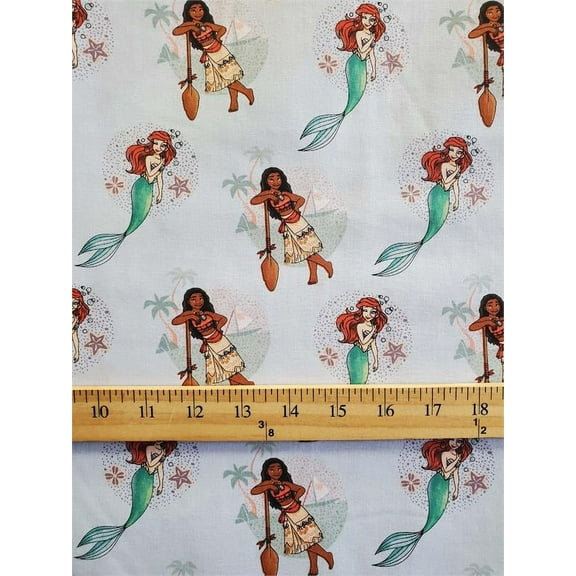 100% Cotton Fabric "Disney's Ariel & Pocahontas" Print / 45" Wide / Sold By Yard