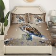 thumbnail image 3 of Owl Bed Sheets Set Brown Sequin Fluid Art Sheets,Crystal Diamond Sheet Set Twin,Woodland Animals Fitted Sheet Jungle Wildlife Room Decor, 3 of 7