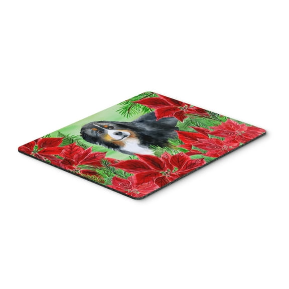 Bernese Mountain Dog Poinsettas Mouse Pad Hot Pad or Trivet