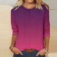 thumbnail image 2 of snilers T-shirts For Women 3/4 Sleeve Crewneck Dressy Casual Blouses Gradient Basic Eyelet Tees Trendy Relaxed Fit Tunic Tops, 2 of 4