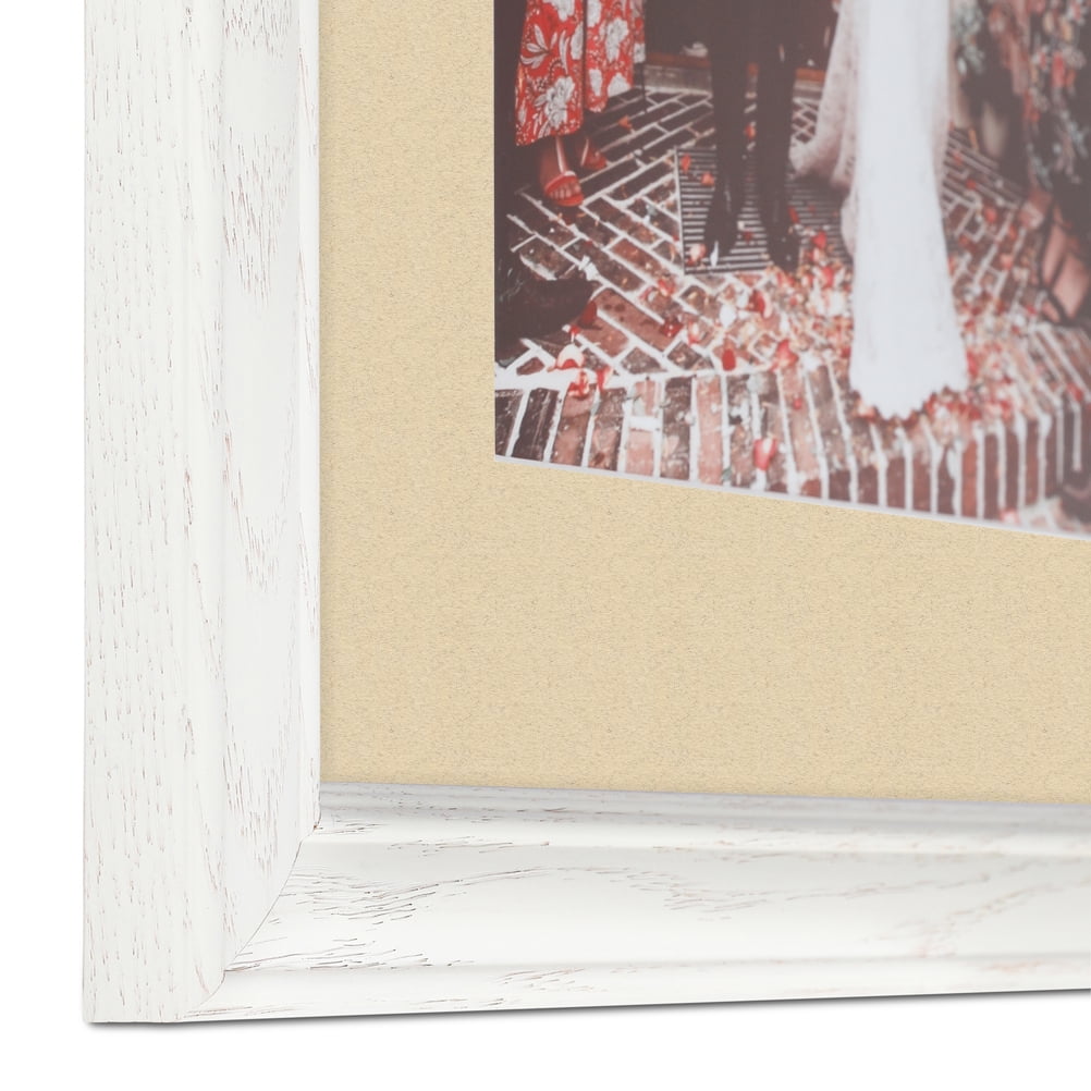 ArtToFrames 22x28" Matted Picture Frame with 18x24" Single Mat Photo Opening Framed in 1.25" Off White Wash on Ash and 2" Seaside Mat (FWM-4098-22x28)