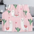 thumbnail image 2 of Cute Llama with Cactus Soft Throw Blanket 40"x50" Lightweight Flannel Fleece Blanket for Living Room Bedroom Sofa Couch Warm and Cozy, 2 of 4