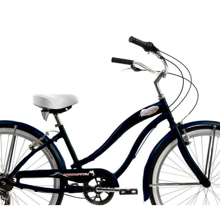 Wonder Wheels Beach Cruiser Shimano Tx 35 7 Speed Bicycle Bike V Brake Stainless Steel Spokes One Piece Crank Alloy Pink Rims 36H W Fender Matte