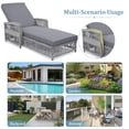 thumbnail image 2 of 2-Piece Long Reclining Chaise, Outdoor Wicker Lounge with Armrests, Patio Adjustable Recliner with Soft Removable Cushions, All Weather Rattan Pool Lounge for Poolside & Garden (Grey), 2 of 9