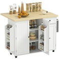 thumbnail image 1 of HOMCOM Kitchen Island with Drop Leaf Kitchen Cart with Pantry Cabinet White, 1 of 10