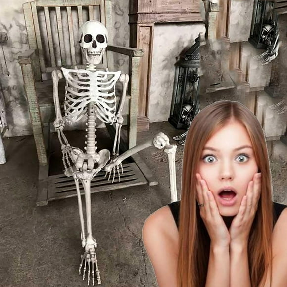 Japceit Halloween Squelette Prop, Modèle d'Anatomie de la Vie de la Main du Crâne Humain Pleine Grandeur, pour Halloween Poser Squelette Prop Décoration