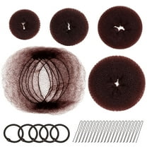 Hair Donut Bun Maker, FANDAMEI Hair Bun Shaper Set with 20 pcs Invisible Hair Nets for Bun, 4pcs Donut Bun Maker, 5 pcs Hair Elastic Bands, 20 pcs Hair Bobby Pins