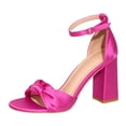 thumbnail image 6 of Rokment Women's Satin Silk Bowknot Dressy Sandals 2026 Stylish Business Formal Open Toe Ankle Strap Chunky Block High Heels Dress Pumps Summer Shoes for Wedding Banquet Hot Pink Size 7, 6 of 6