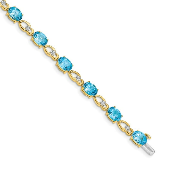 Primal Gold 14 Karat Yellow Gold Blue Topaz and Diamond Bracelet