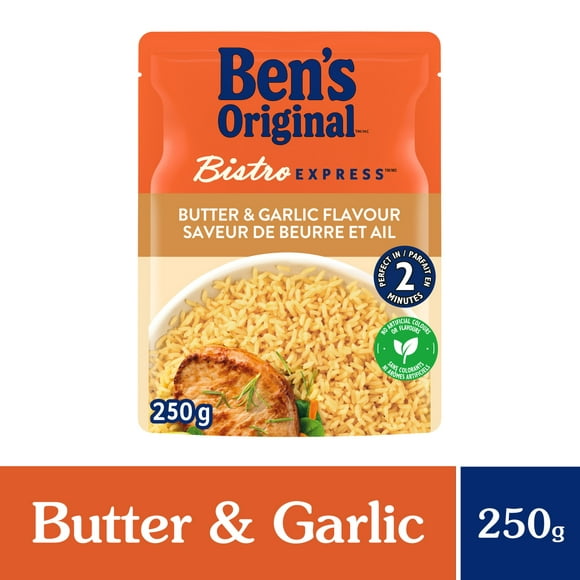BEN'S ORIGINAL BISTRO EXPRESS Butter & Garlic Rice Side Dish, 250g Pouch, Perfect Every Time™
