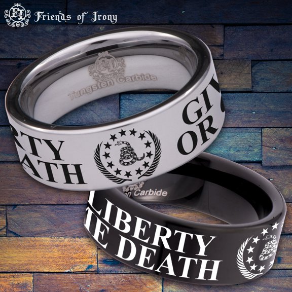 Don't Tread On Me Liberty or Death Tungsten Carbide Ring